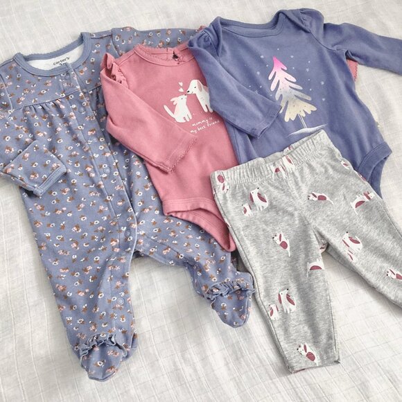 Baby Girl 0-3M Fall/Winter Bundle - Pink & Blue - Carter's/Gap - Picture 1 of 13